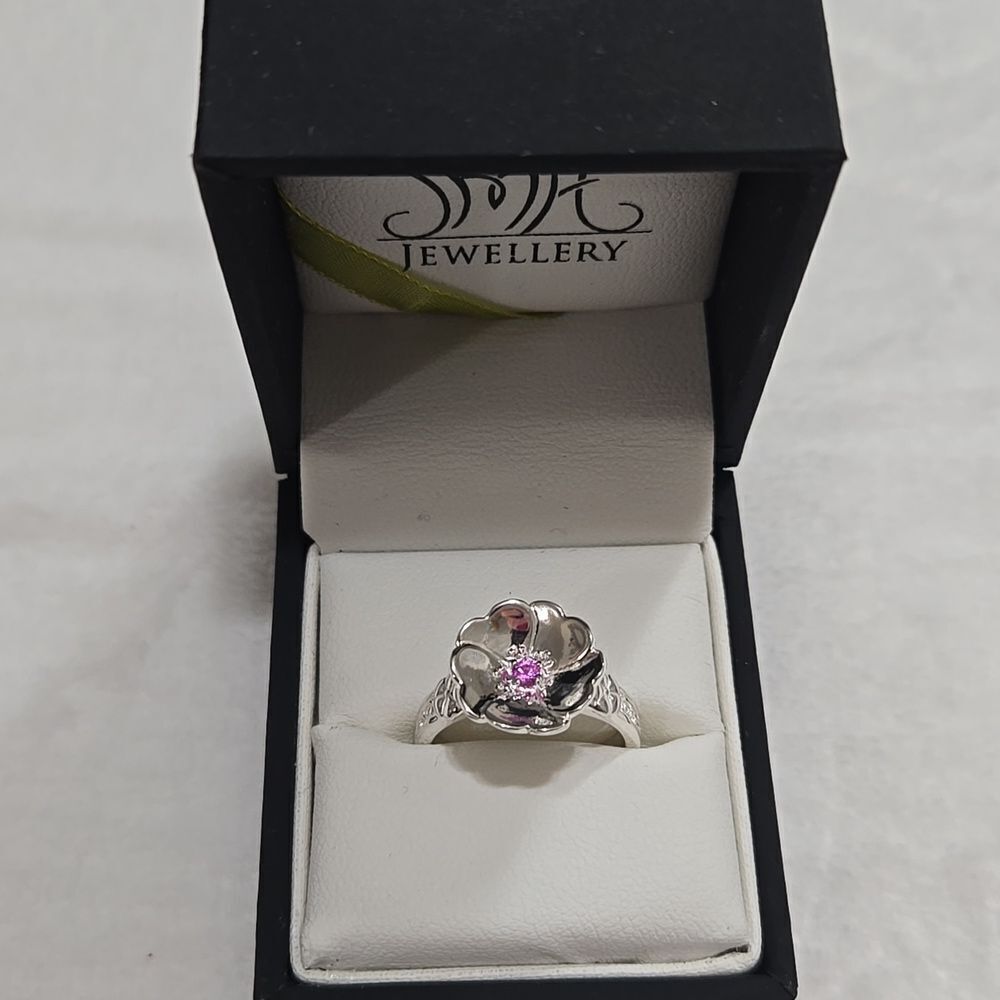 Sterling Silver Celtic Ring With Pink Sapphire